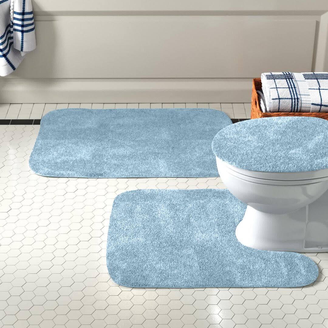 Rufford 3 Piece Bath Rug Set Charlton Home Color: Basin Blue